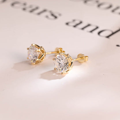 2 TCW Round Moissanite Stud Earrings