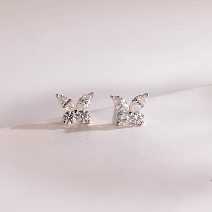 0.4 TCW Round & Marquise Moissanite Bezel Hoop Earrings