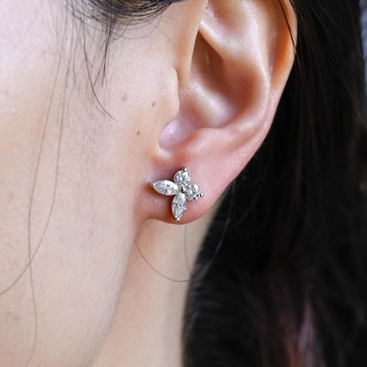 0.4 TCW Round & Marquise Moissanite Bezel Hoop Earrings