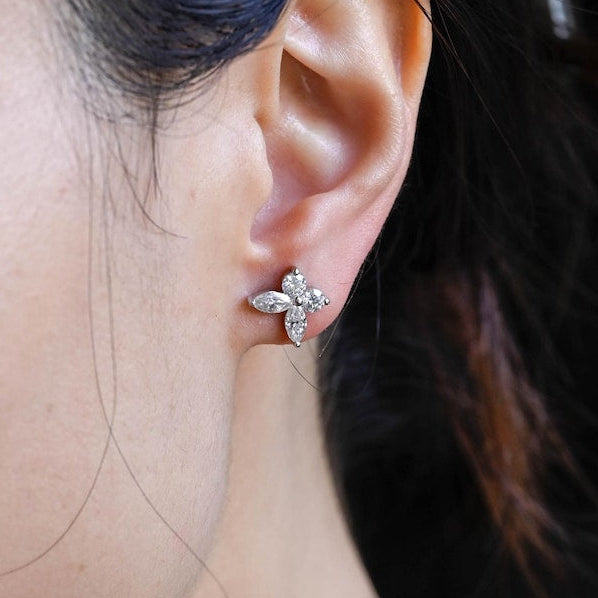 0.4 TCW Round & Marquise Moissanite Bezel Hoop Earrings