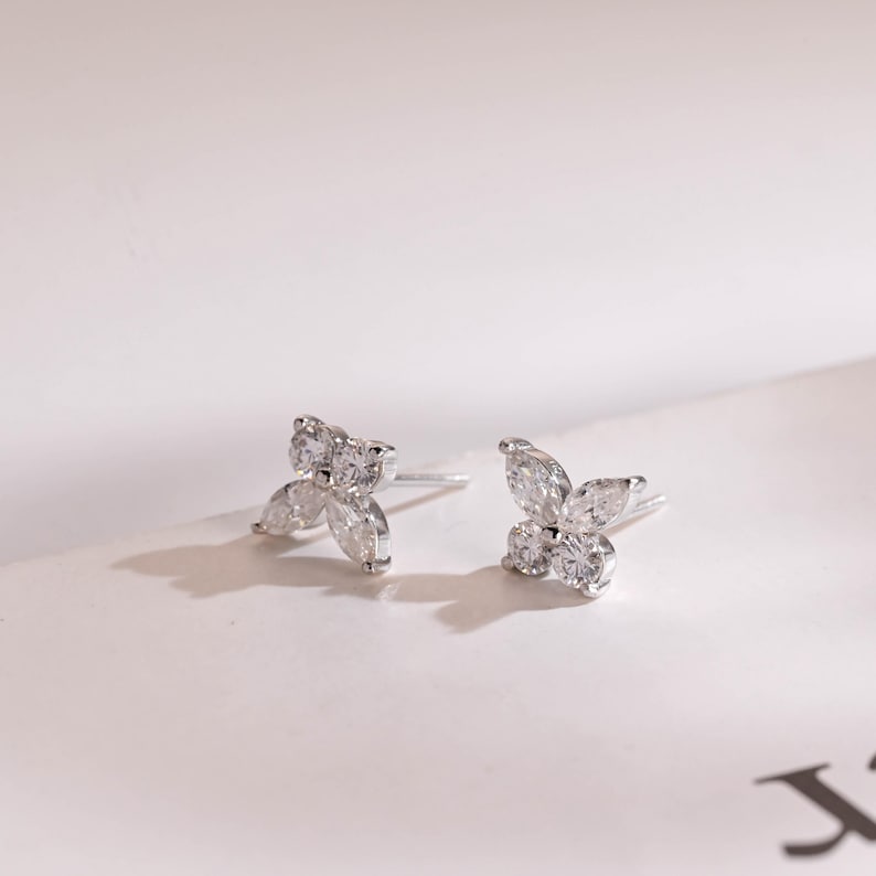 0.4 TCW Round & Marquise Moissanite Bezel Hoop Earrings