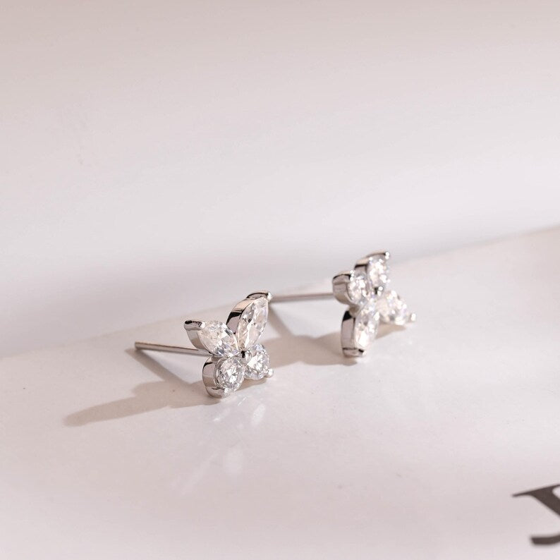 0.4 TCW Round & Marquise Moissanite Bezel Hoop Earrings