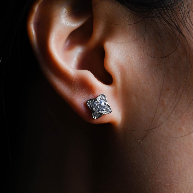 0.8 TCW Round Moissanite Stud Earrings