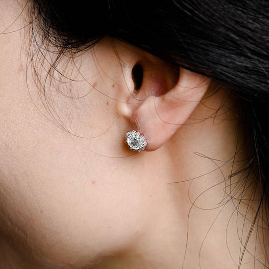 2.4 TCW Round Moissanite Halo Stud Earrings