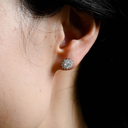 2.4 TCW Round Moissanite Halo Stud Earrings