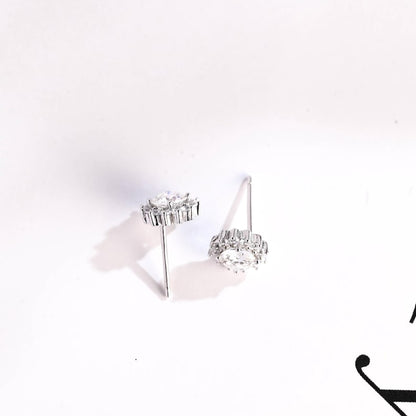 2.4 TCW Round Moissanite Halo Stud Earrings