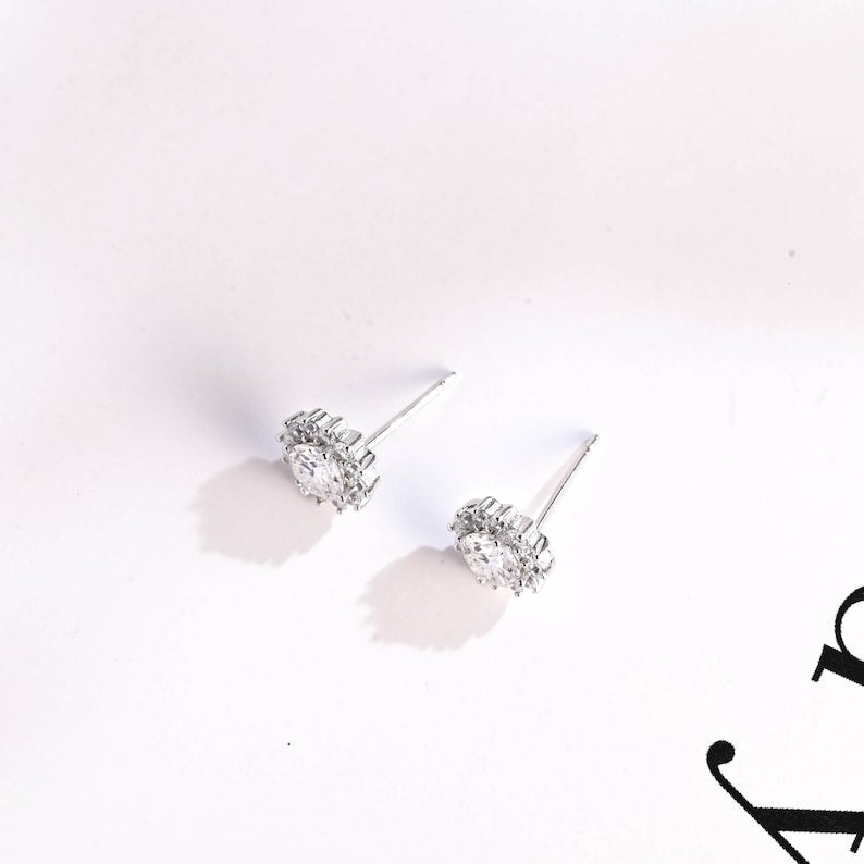 2.4 TCW Round Moissanite Halo Stud Earrings