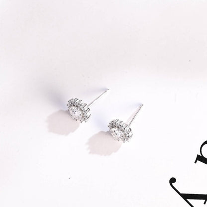 2.4 TCW Round Moissanite Halo Stud Earrings