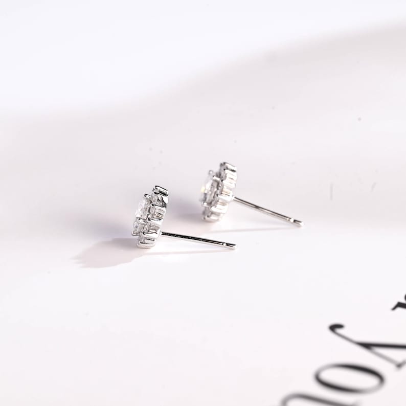 2.4 TCW Round Moissanite Halo Stud Earrings