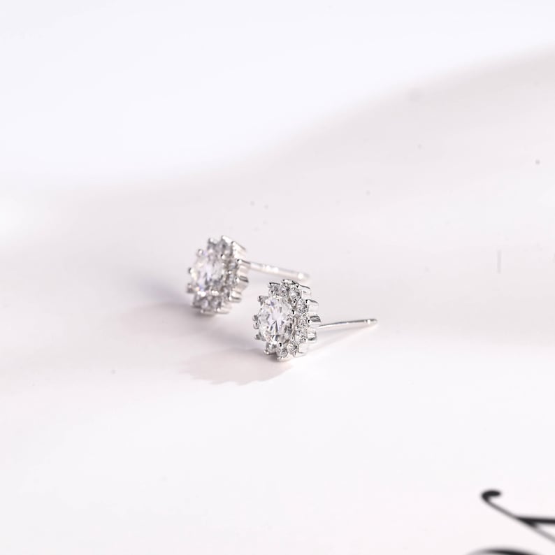 2.4 TCW Round Moissanite Halo Stud Earrings