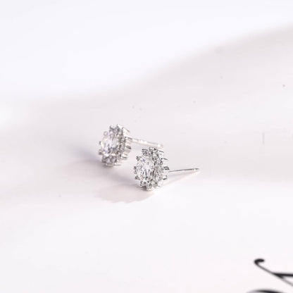 2.4 TCW Round Moissanite Halo Stud Earrings