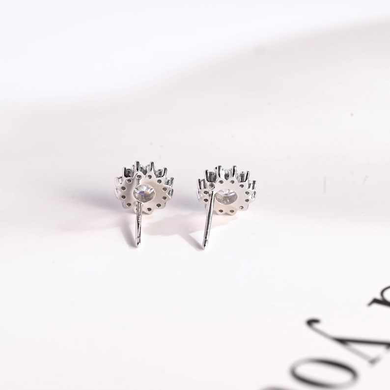 2.4 TCW Round Moissanite Halo Stud Earrings