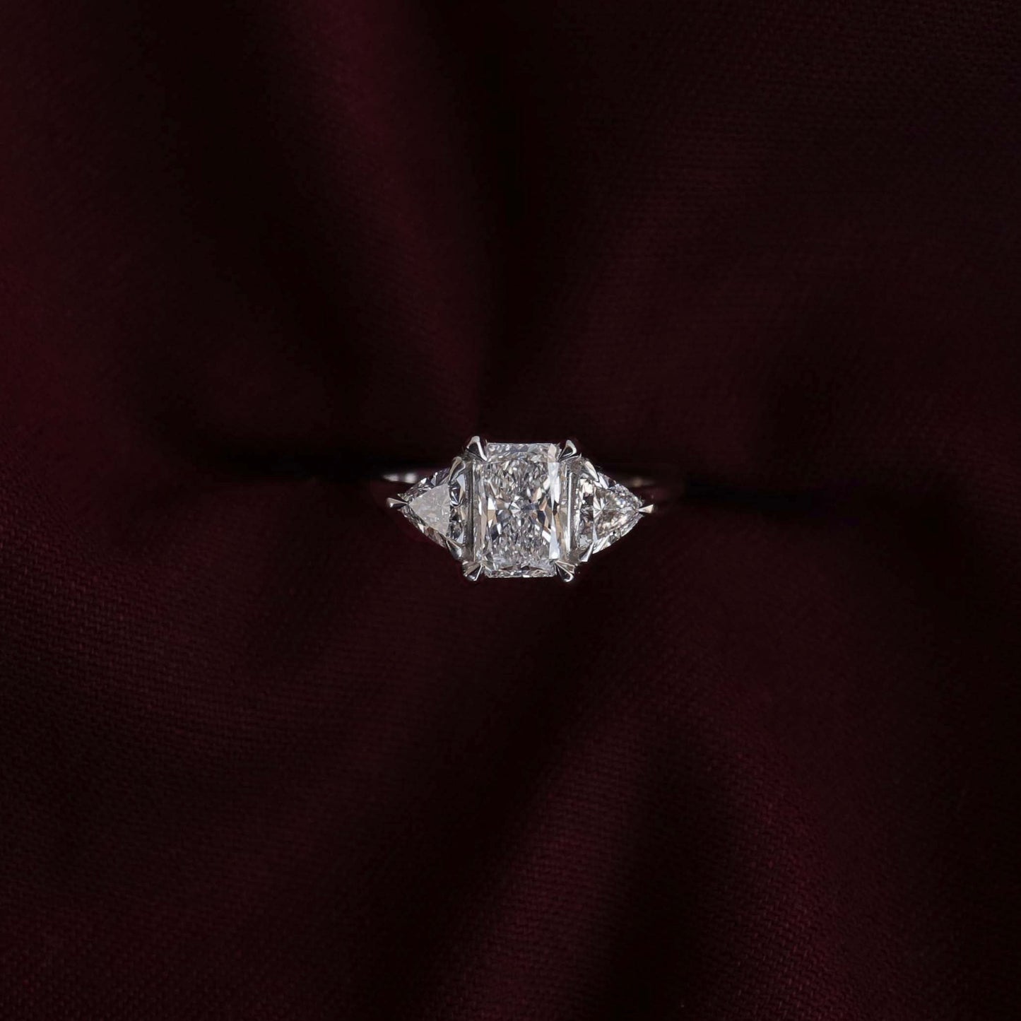 2 CT Radiant Three Stone Moissanite Engagement Ring