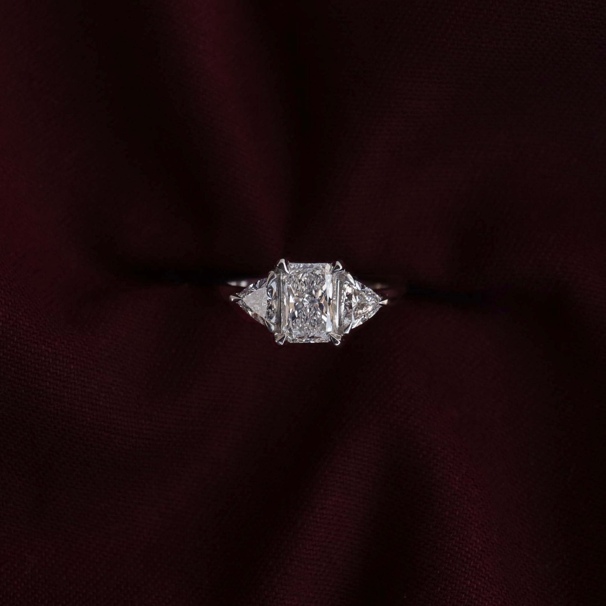2 CT Radiant Three Stone Moissanite Engagement Ring