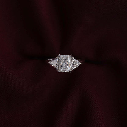 2 CT Radiant Three Stone Moissanite Engagement Ring