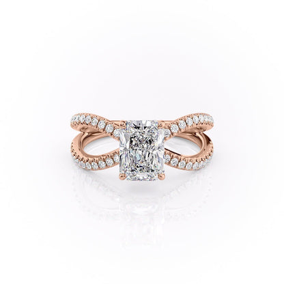 2 CT Radiant Pave Criss Cross Moissanite Engagement Ring