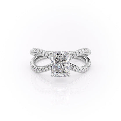 2 CT Radiant Pave Criss Cross Moissanite Engagement Ring