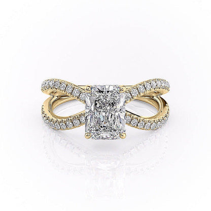 2 CT Radiant Pave Criss Cross Moissanite Engagement Ring