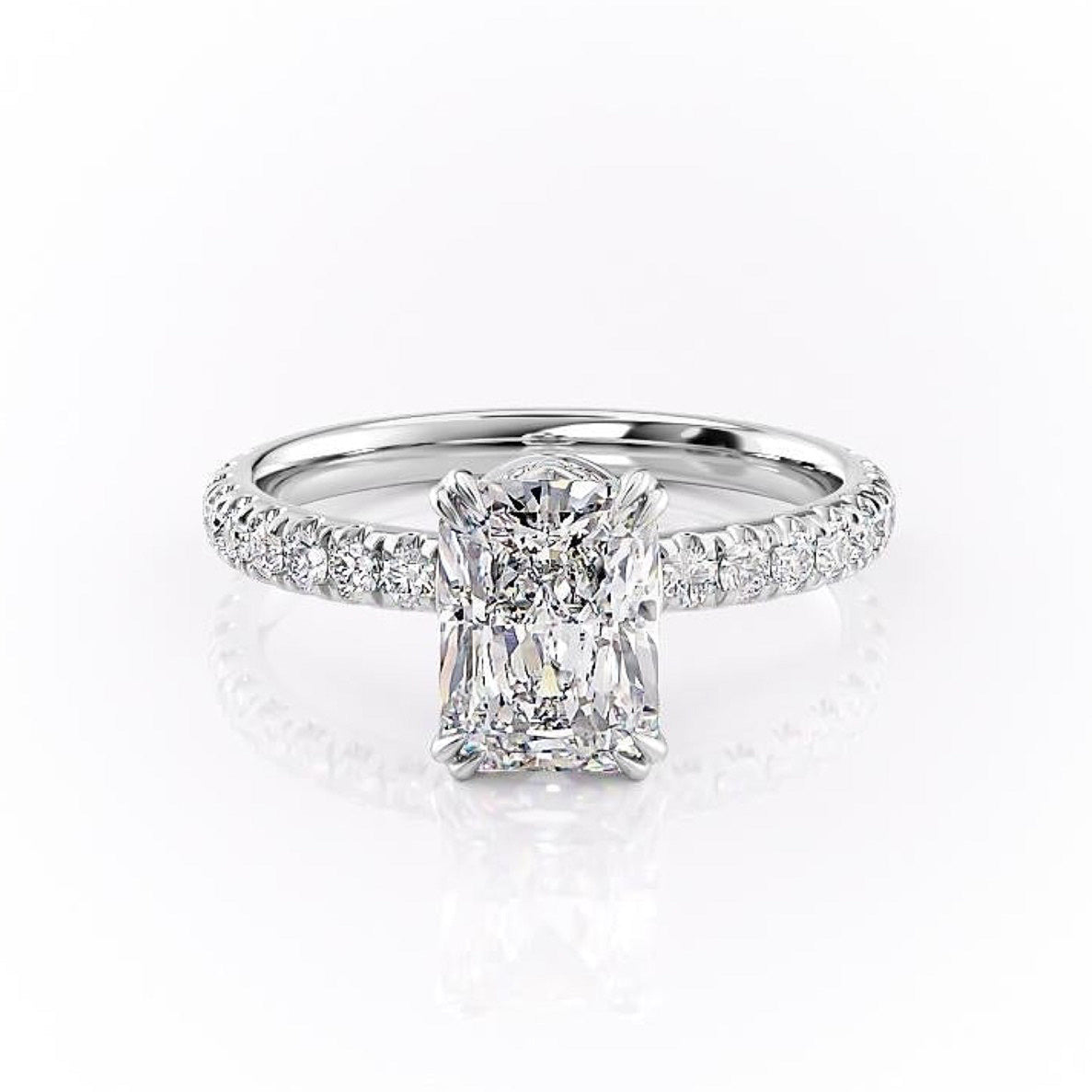 2 CT Radiant Hidden Halo Moissanite Engagement Ring