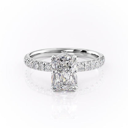 2 CT Radiant Hidden Halo Moissanite Engagement Ring