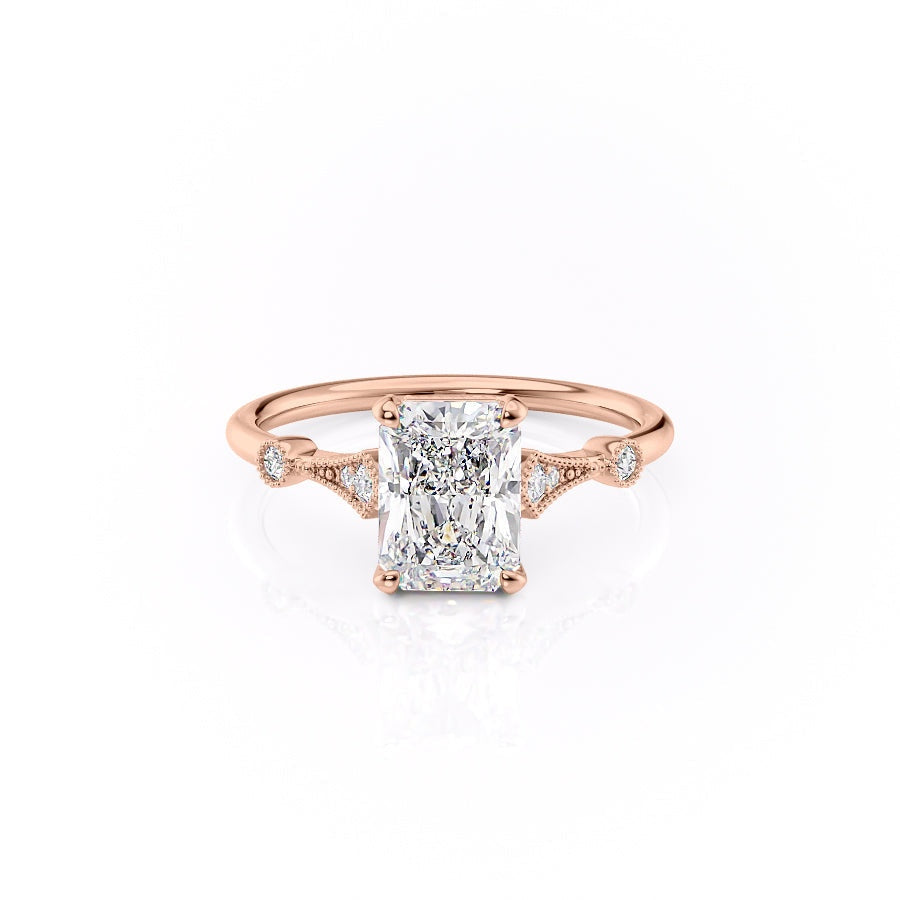 1.04 CT Radiant Pave Moissanite Engagement Ring