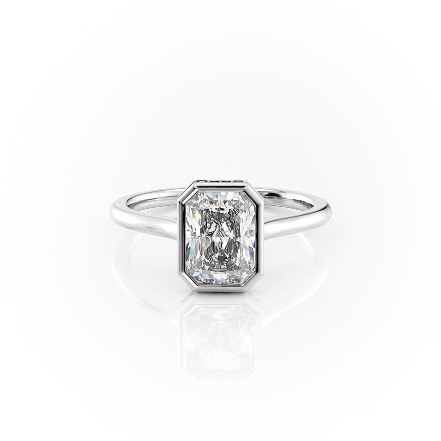 2.1 CT Radiant Cut Bezel Solitaire Moissanite Engagement Ring 9