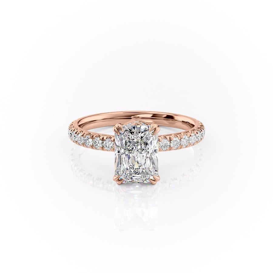 2 CT Radiant Hidden Halo Moissanite Engagement Ring