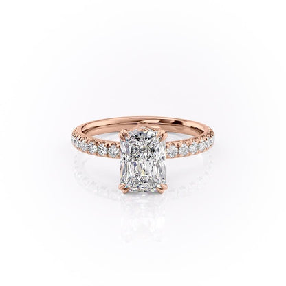 2 CT Radiant Hidden Halo Moissanite Engagement Ring