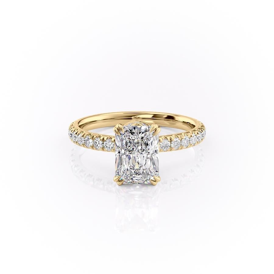 2 CT Radiant Hidden Halo Moissanite Engagement Ring