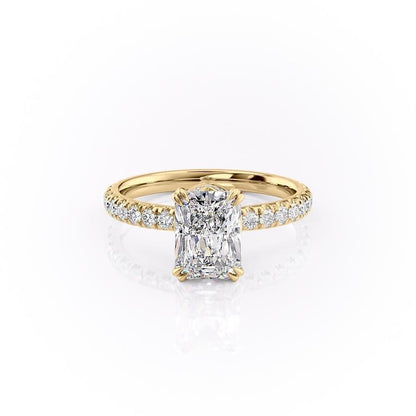 2 CT Radiant Hidden Halo Moissanite Engagement Ring