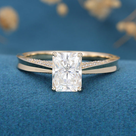 1.68 CT Radiant Pave Moissanite Engagement Ring