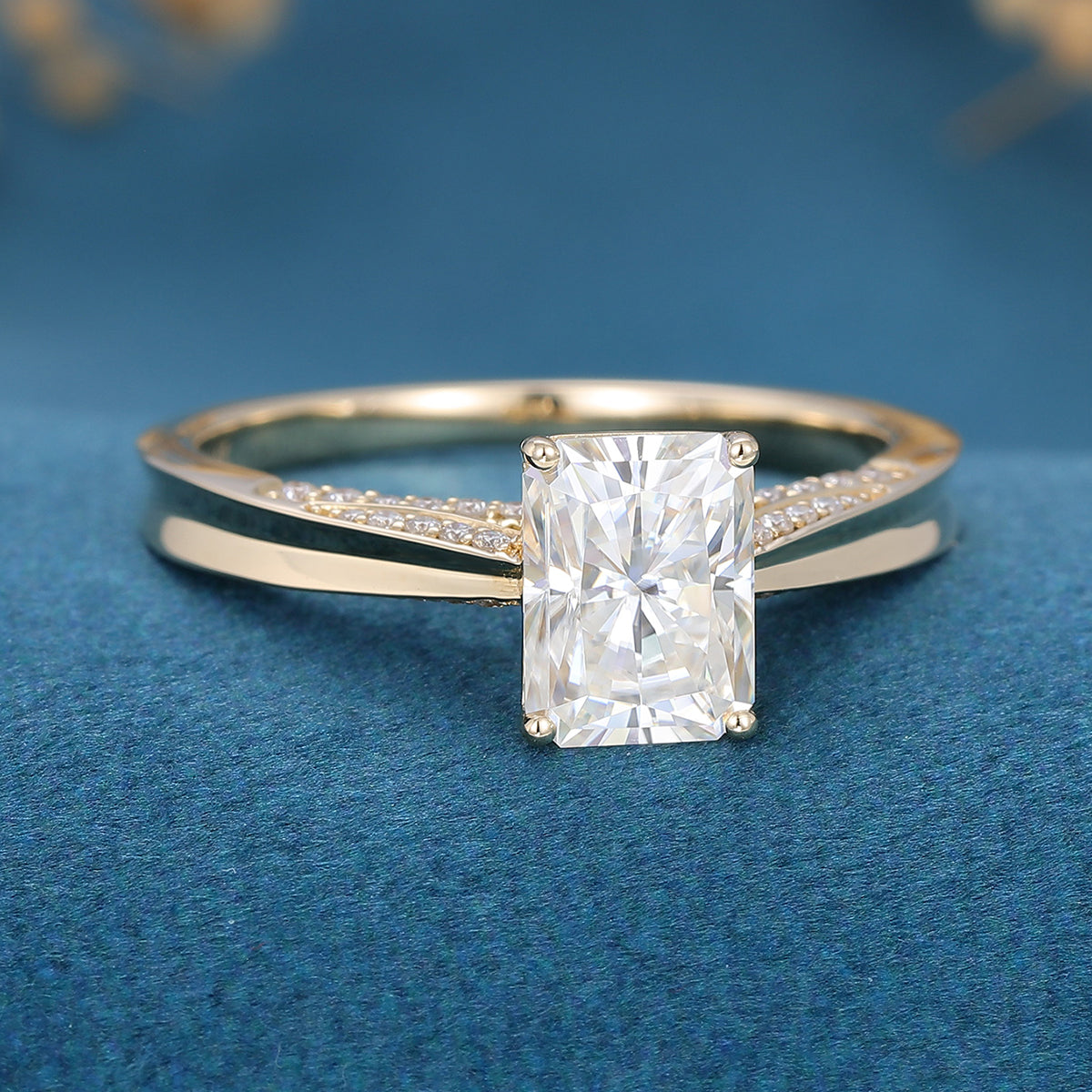 1.68 CT Radiant Pave Moissanite Engagement Ring