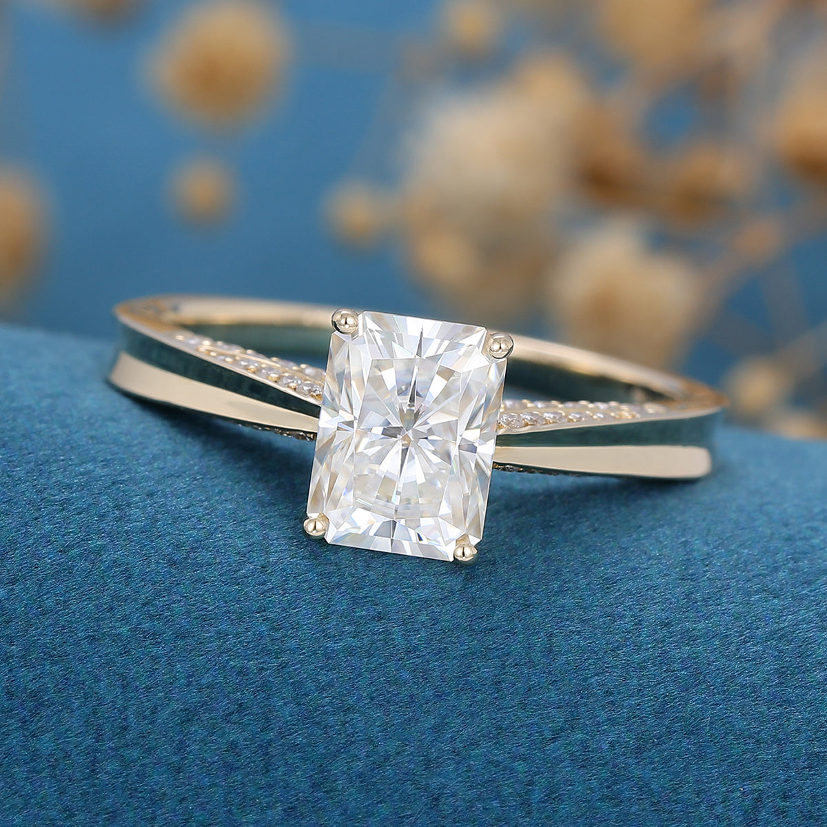 1.68 CT Radiant Pave Moissanite Engagement Ring