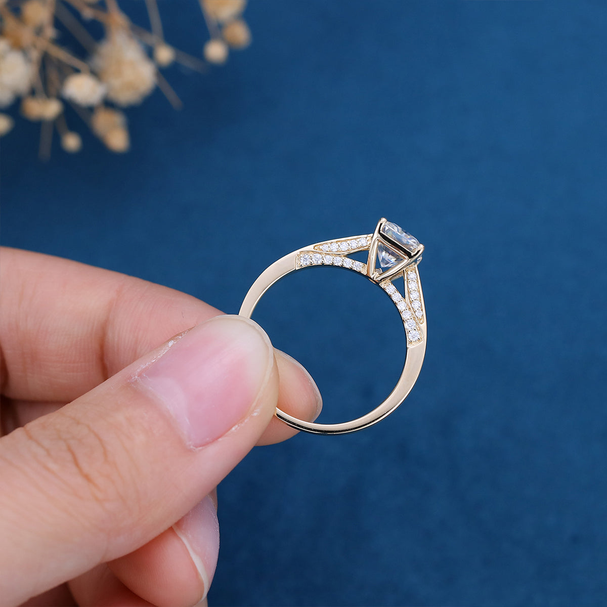 1.68 CT Radiant Pave Moissanite Engagement Ring