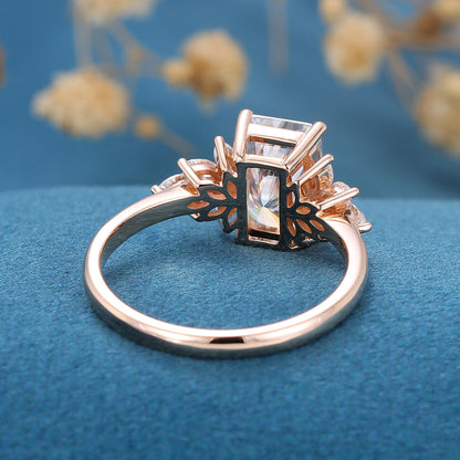 3 CT Radiant Cluster Moissanite Engagement Ring