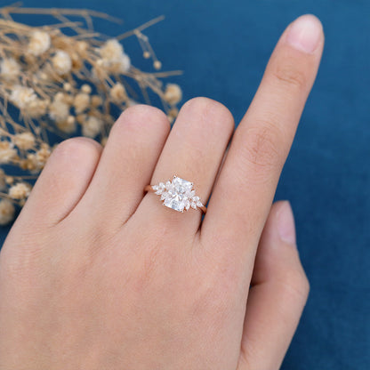 3 CT Radiant Cluster Moissanite Engagement Ring