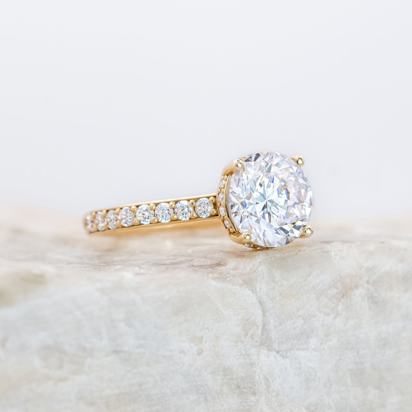 2.0 CT Round Pave Moissanite Engagement Ring