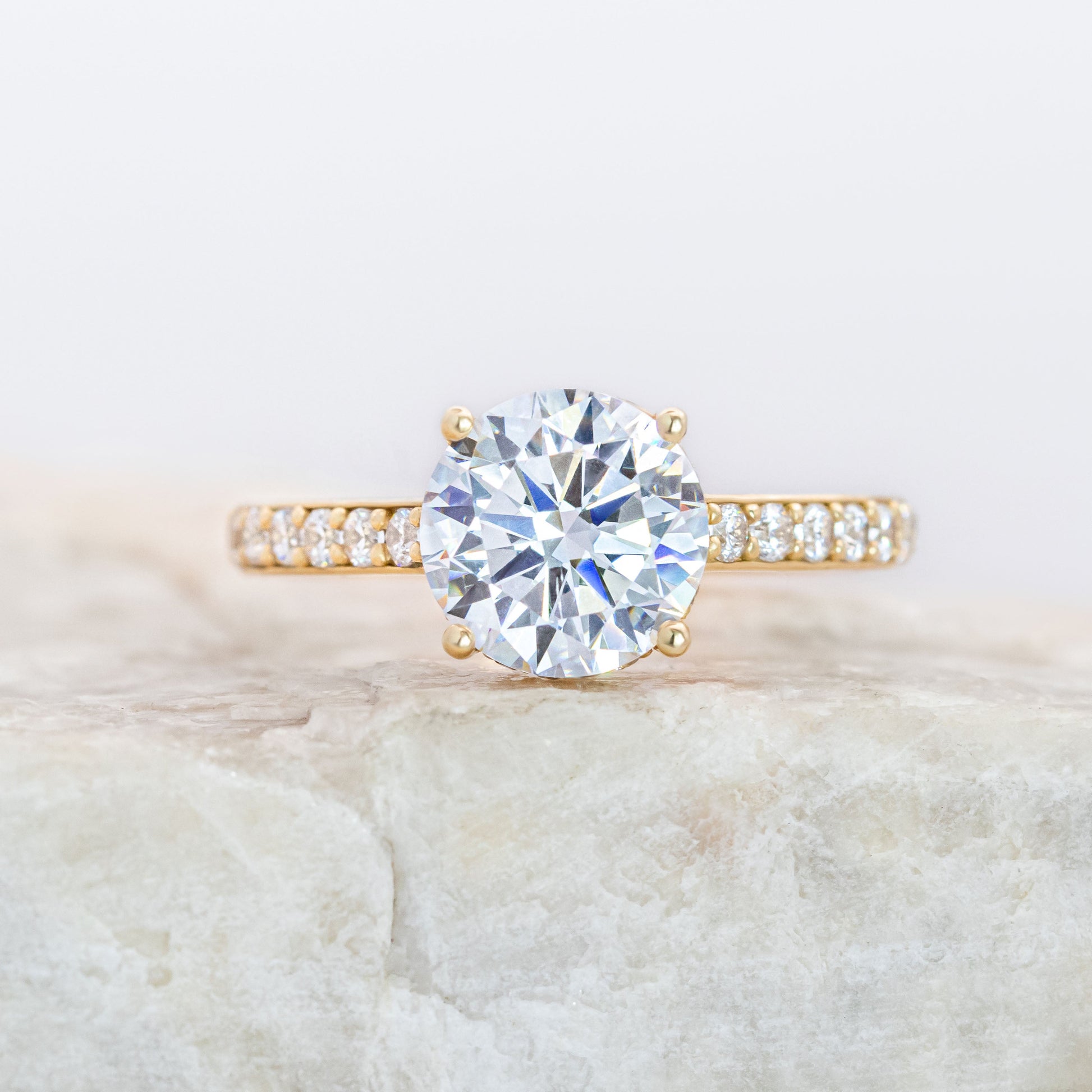 2.0 CT Round Pave Moissanite Engagement Ring