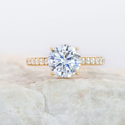 2.0 CT Round Pave Moissanite Engagement Ring