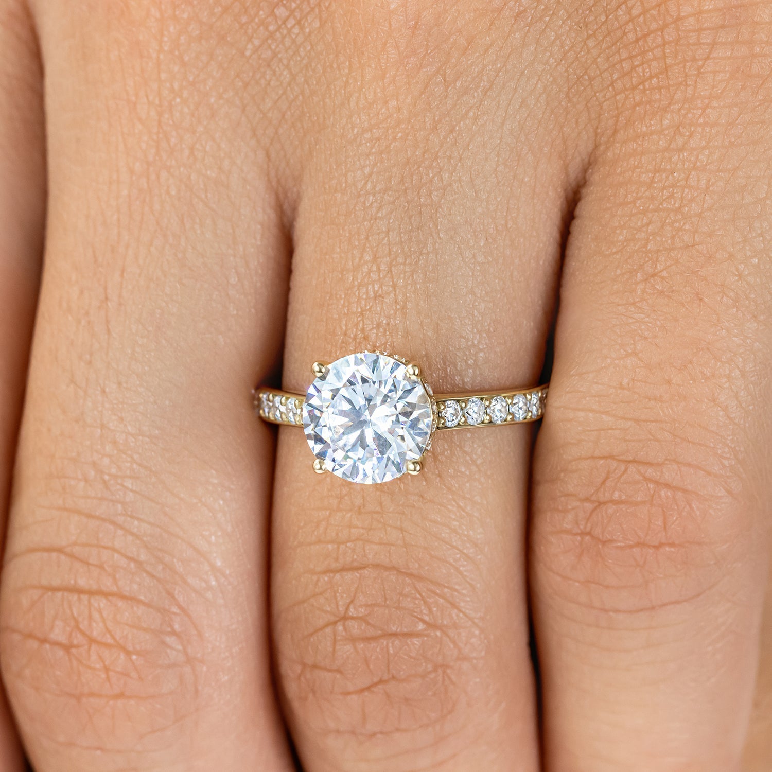 2.0 CT Round Pave Moissanite Engagement Ring