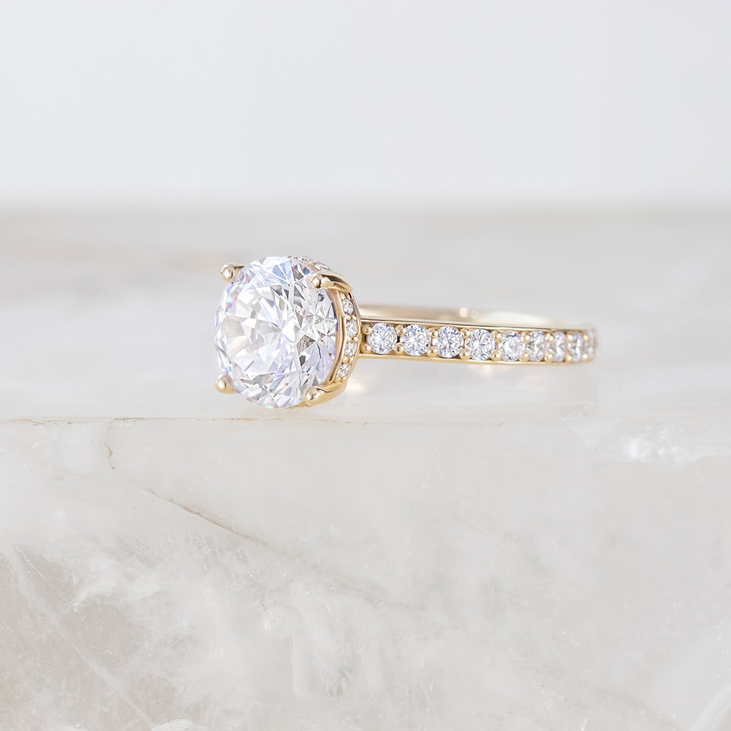 2.0 CT Round Pave Moissanite Engagement Ring