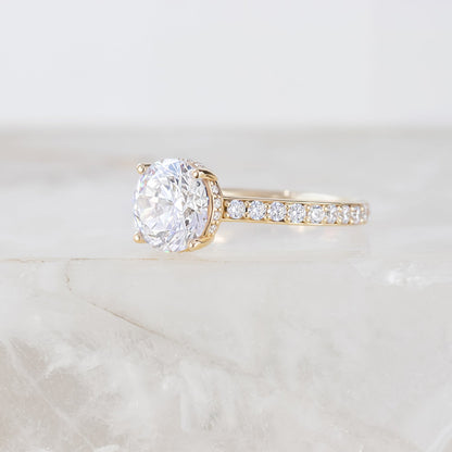 2.0 CT Round Pave Moissanite Engagement Ring