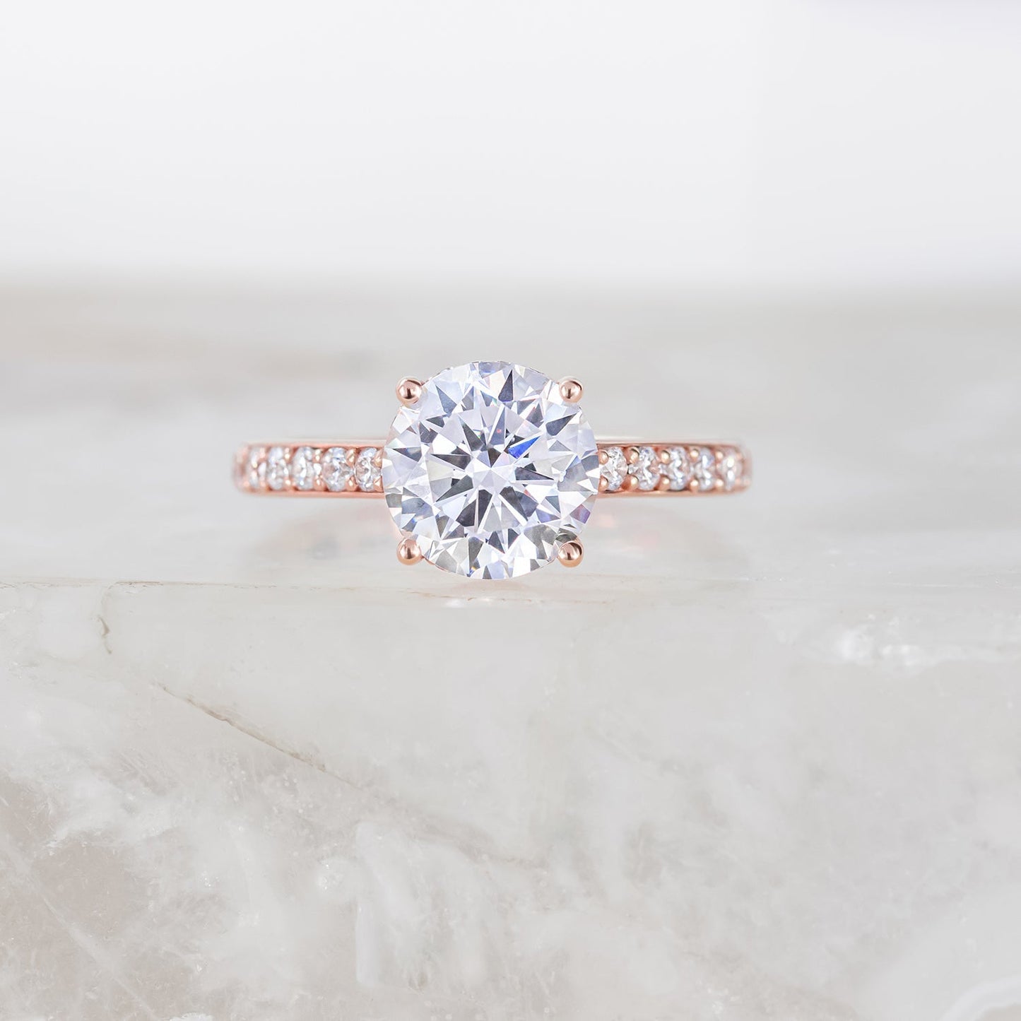 2.0 CT Round Pave Moissanite Engagement Ring
