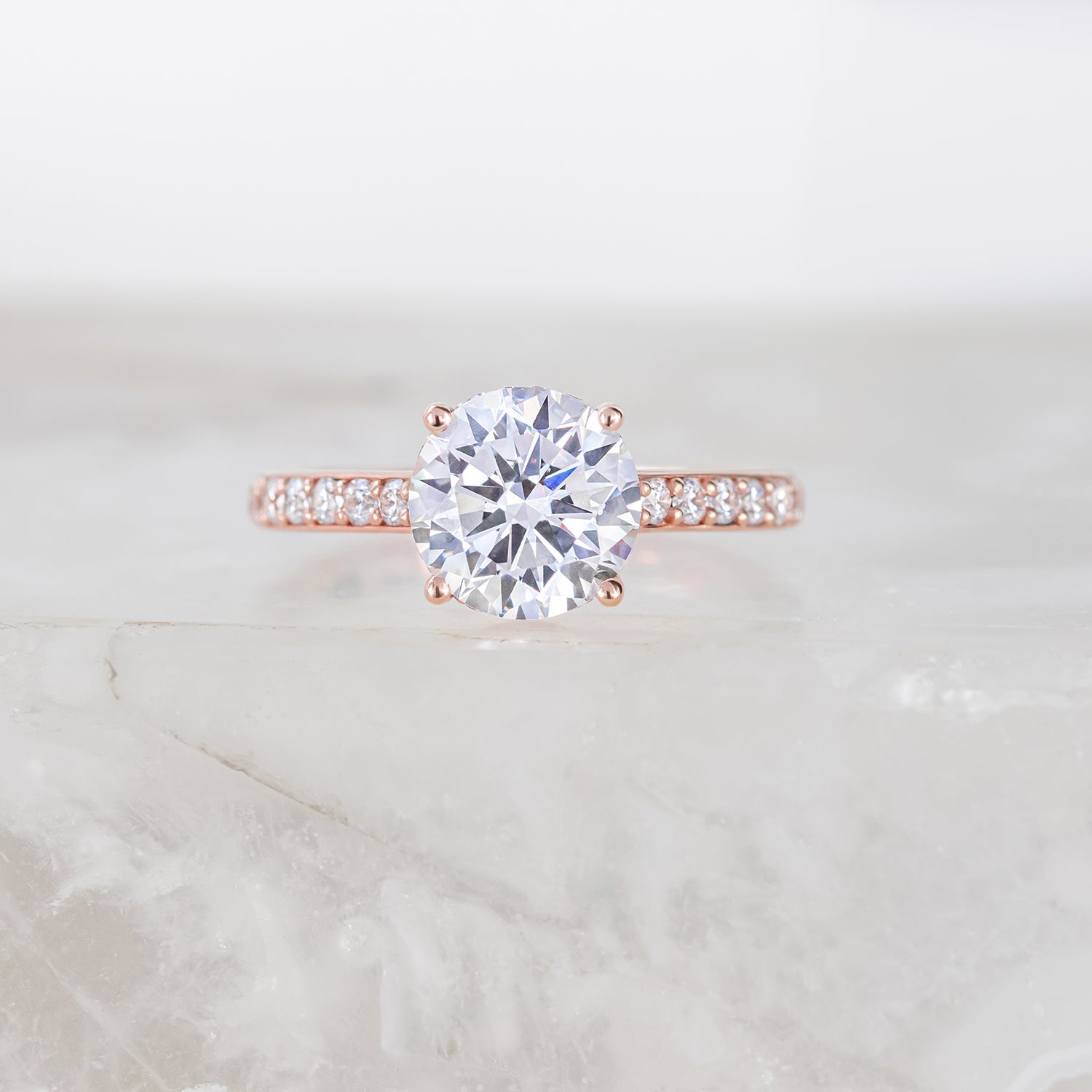 2.0 CT Round Pave Moissanite Engagement Ring
