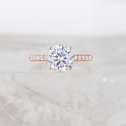 2.0 CT Round Pave Moissanite Engagement Ring