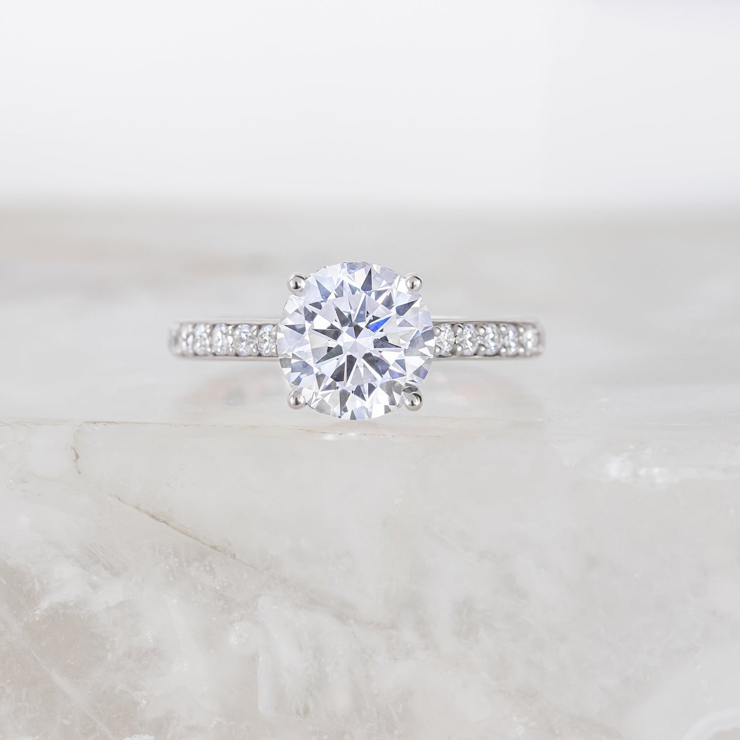 2.0 CT Round Pave Moissanite Engagement Ring