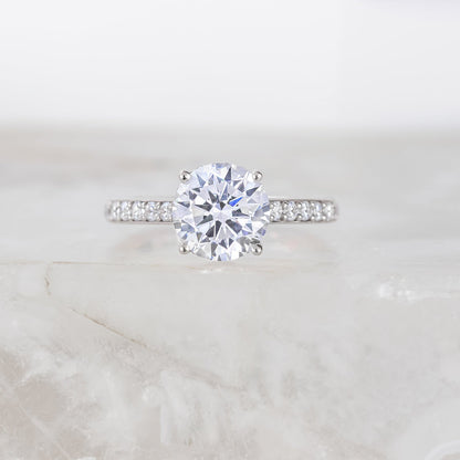 2.0 CT Round Pave Moissanite Engagement Ring