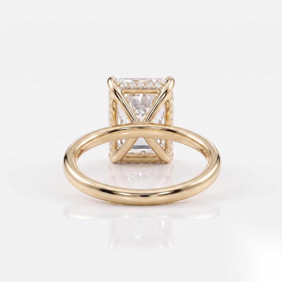 2.5 CT Radiant Hidden Halo Moissanite Engagement Ring