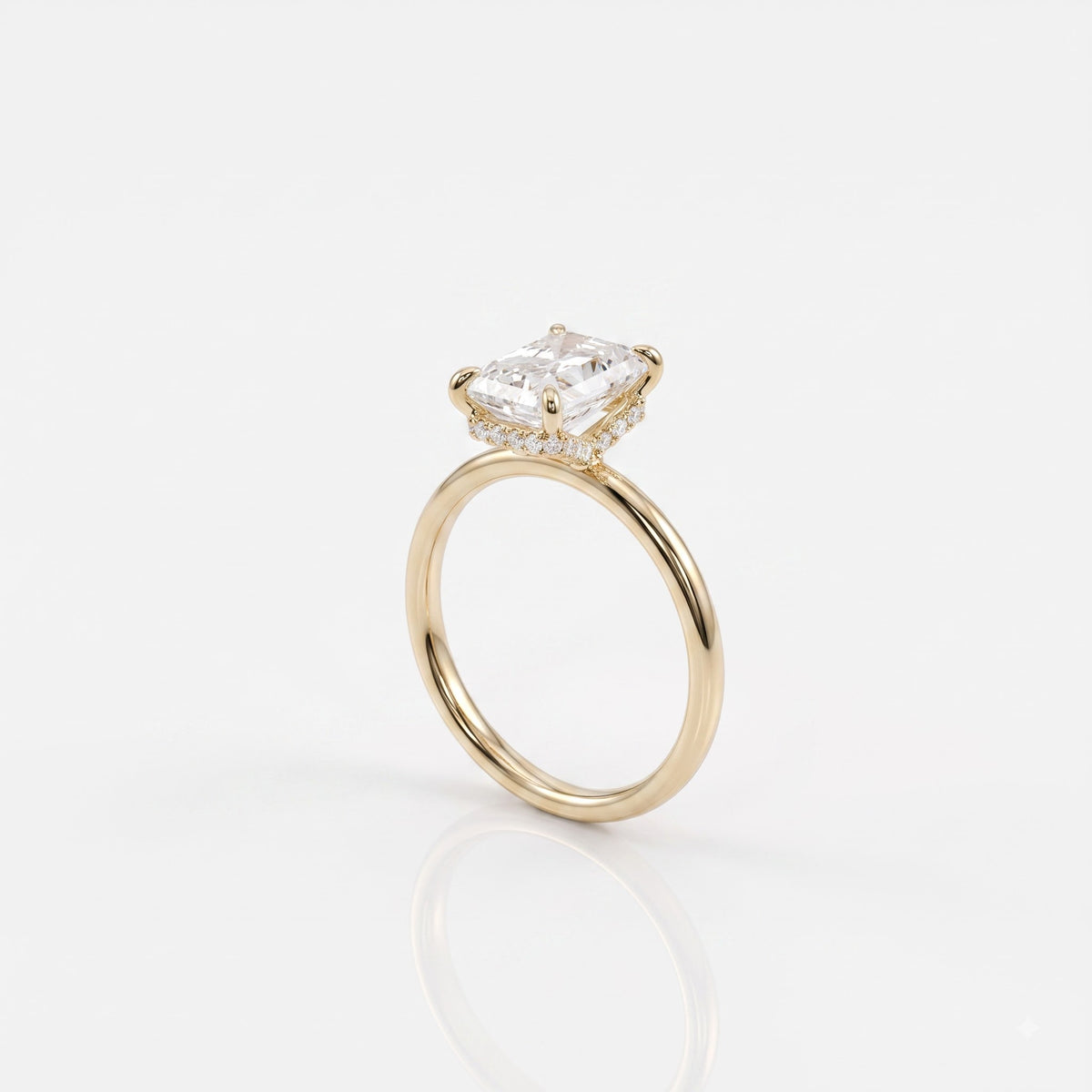 2.5 CT Radiant Hidden Halo Moissanite Engagement Ring