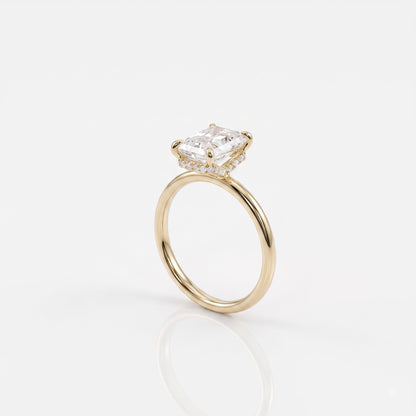2.5 CT Radiant Hidden Halo Moissanite Engagement Ring